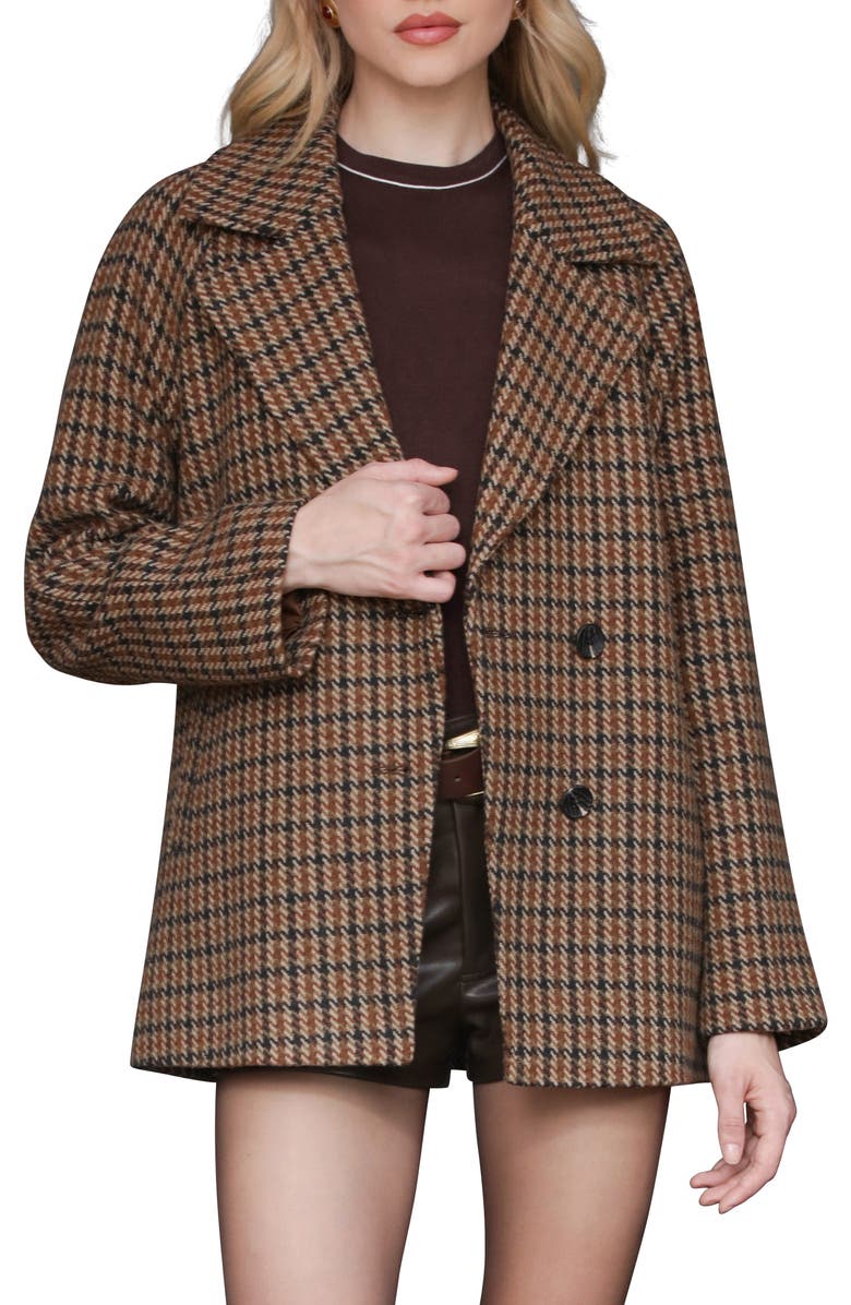 Avec Les Filles Relaxed Plaid Raglan Double Breasted Short Coat, Main, color,