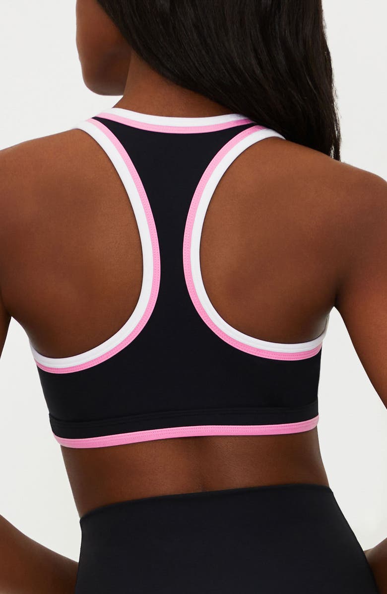 Beach Riot Ida Colorblock Racerback Sports Bra, Alternate, color, Prism Pink And Black