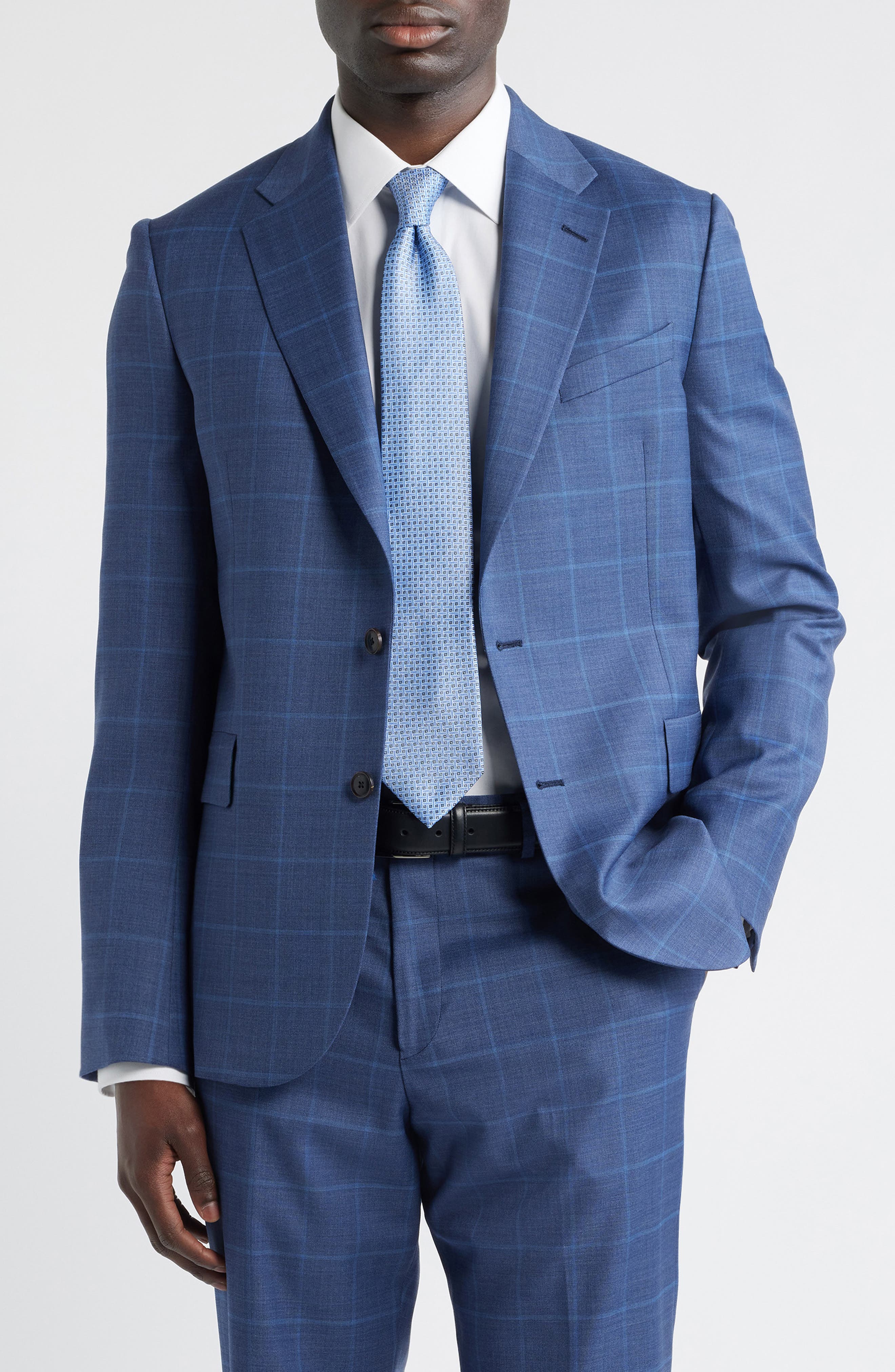 Paul Smith Camberwell Tailored Fit Blue Windowpane Check Wool Suit