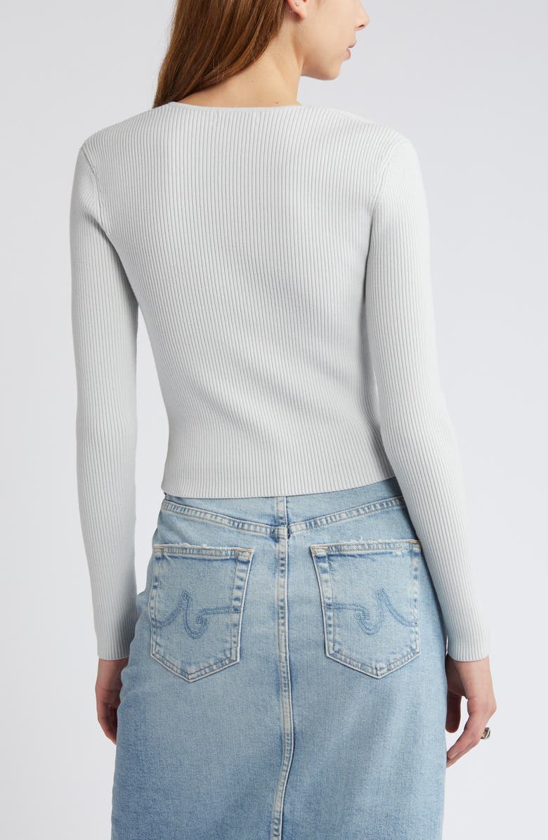 Open Edit Luxe Sculpt Square Neck Long Sleeve Top, Alternate, color, Grey Glacier