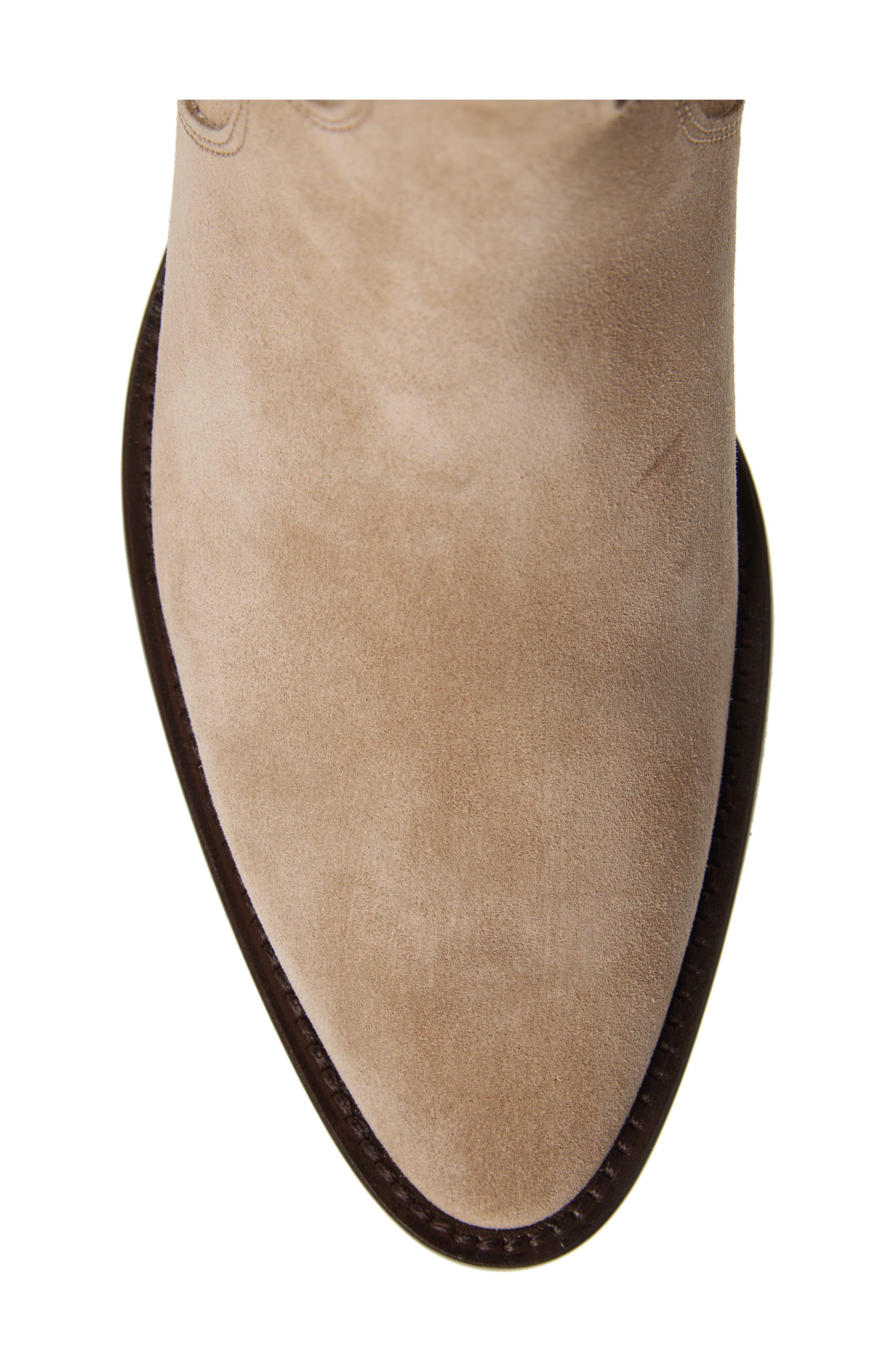 Cordani Penny Pointy Toe Block Heel Leather Bootie, Alternate, color, Camoscio Sabbia