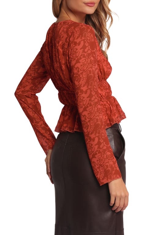 Petal And Pup Petal & Pup Monica Floral Long Sleeve Top In Red