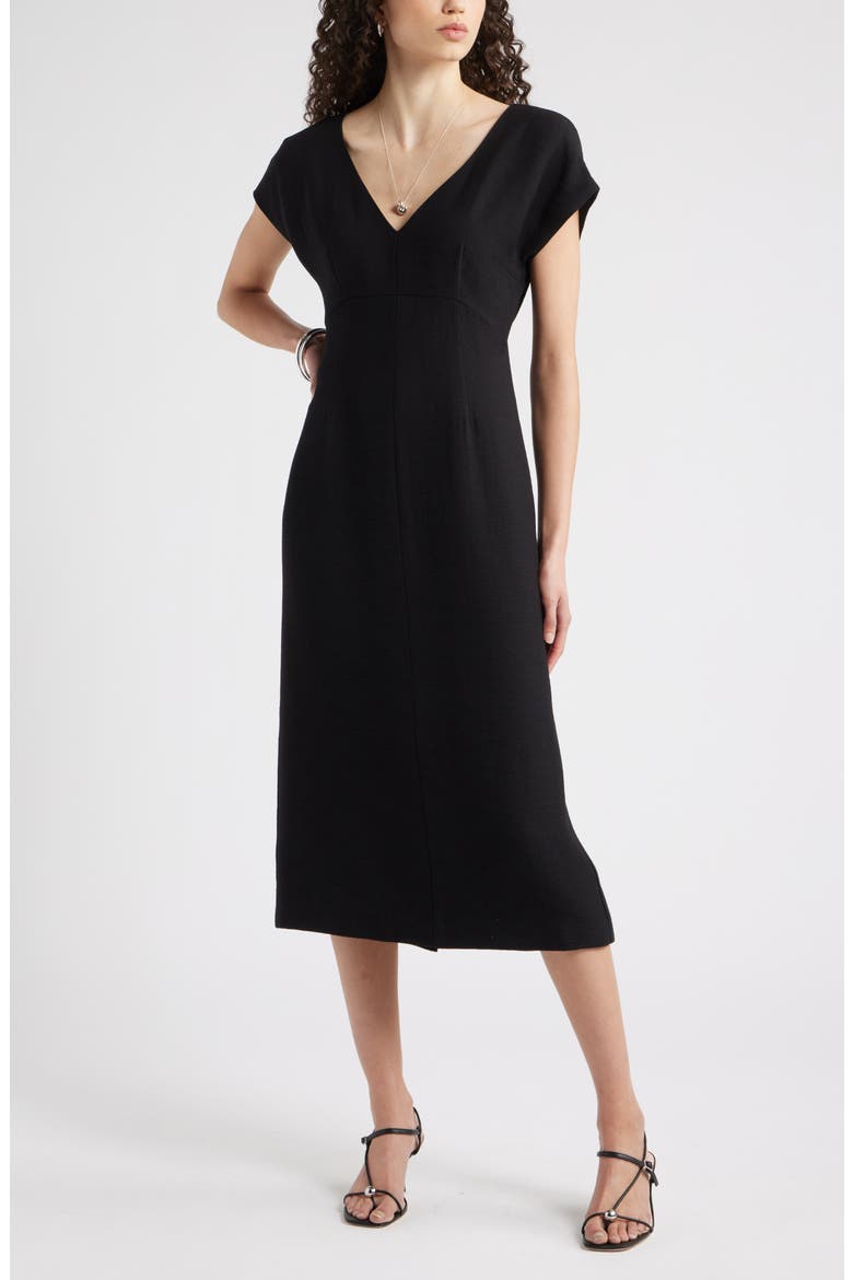 Textured Sheath Midi Dress, Main, color, BLACK