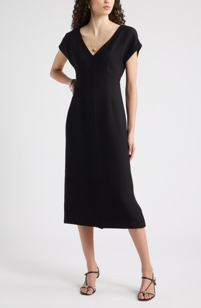 Nordstrom Textured Sheath Midi Dress, Main, color, Black