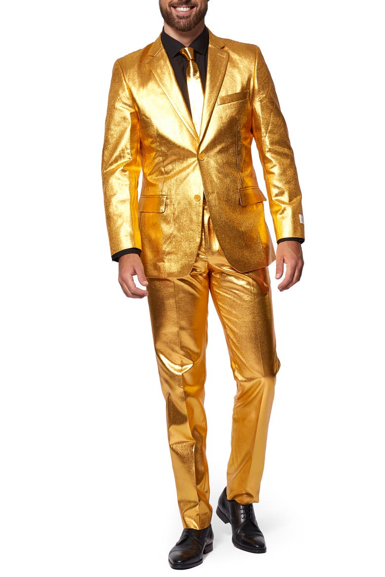 Groovy Gold Slim Fit Two-Piece Suit & Tie Set, Main, color, YELLOW