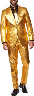 OppoSuits Groovy Gold Slim Fit Two-Piece Suit & Tie Set