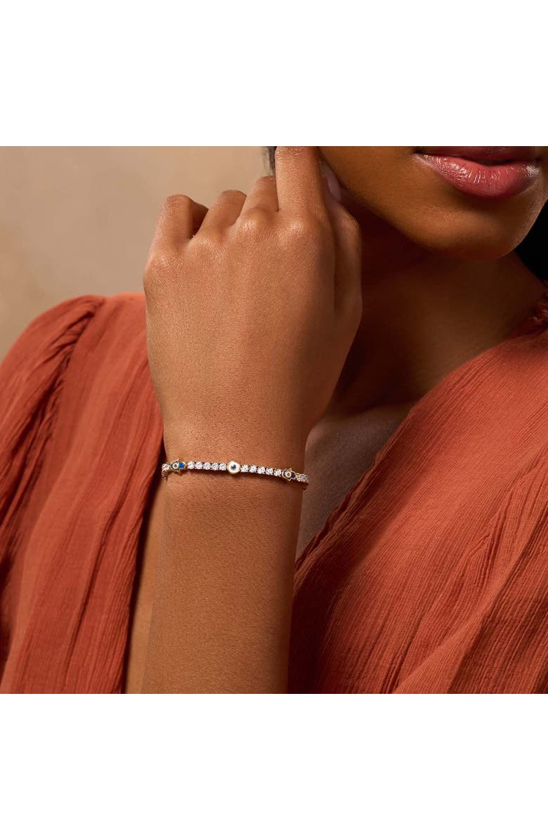 Karma and Luck Warden of Peace Gold Evil Eye & Hamsa Tennis Bracelet, Alternate, color, Gold