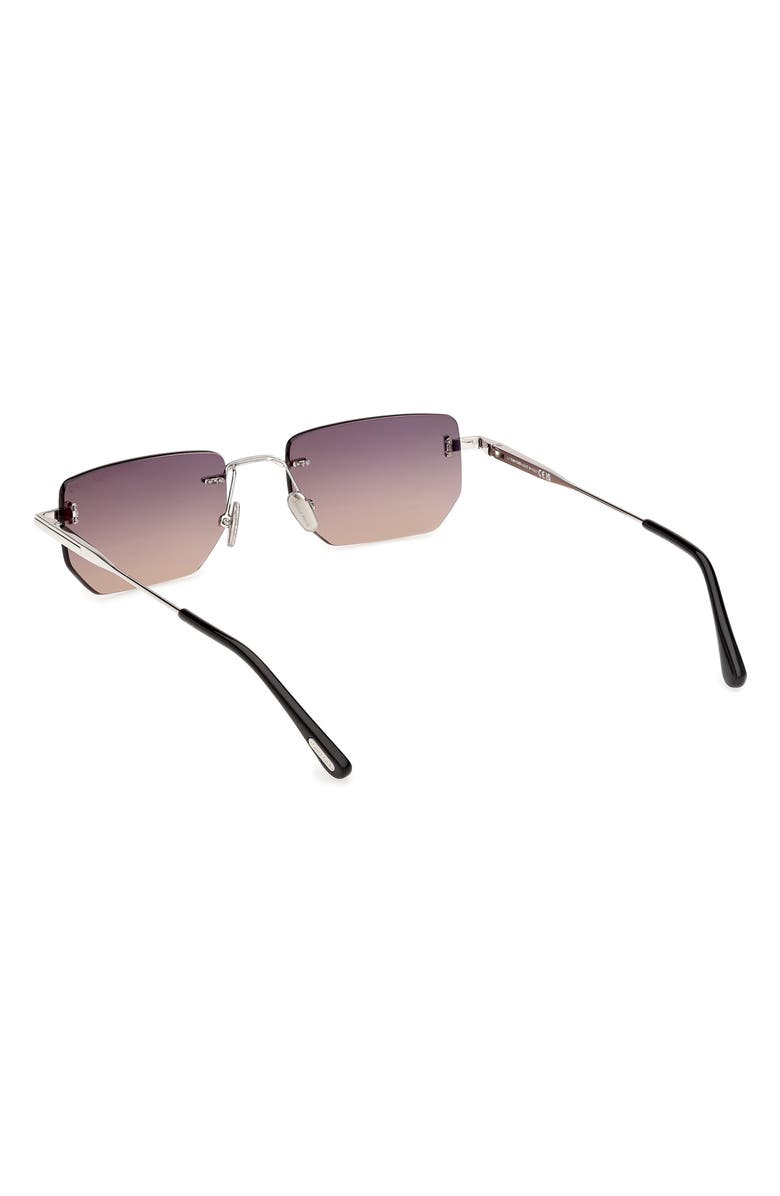 TOM FORD Ethan 53mm Geometric Sunglasses, Alternate, color, Shiny Palladium / Smoke Lens
