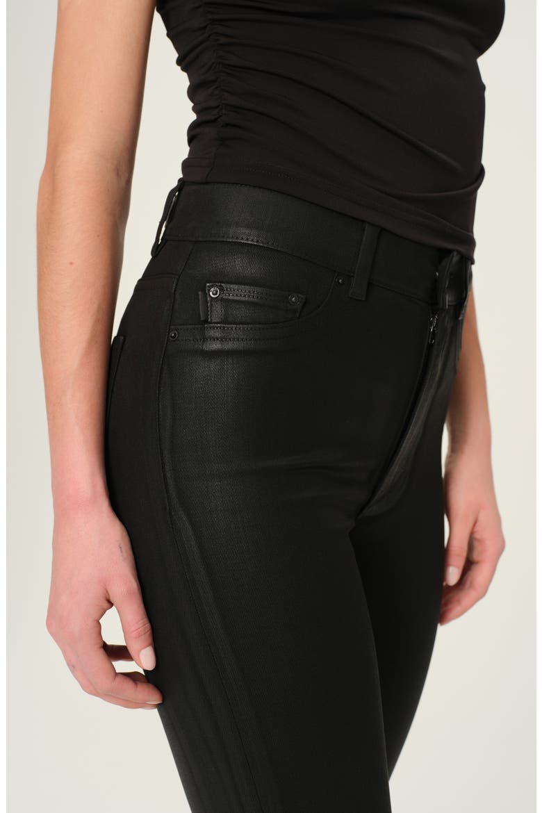 Halle Instasculpt Raw Hem High Waist Ankle Straight Leg Jeans, Alternate, color, BLACK COATED