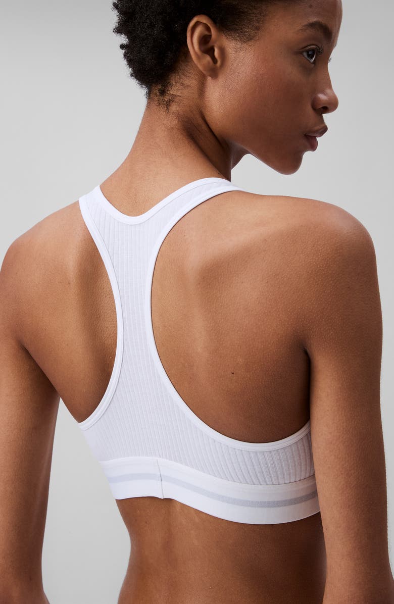 Calvin Klein Lightly Lined Rib Logo Bralette, Alternate, color, White