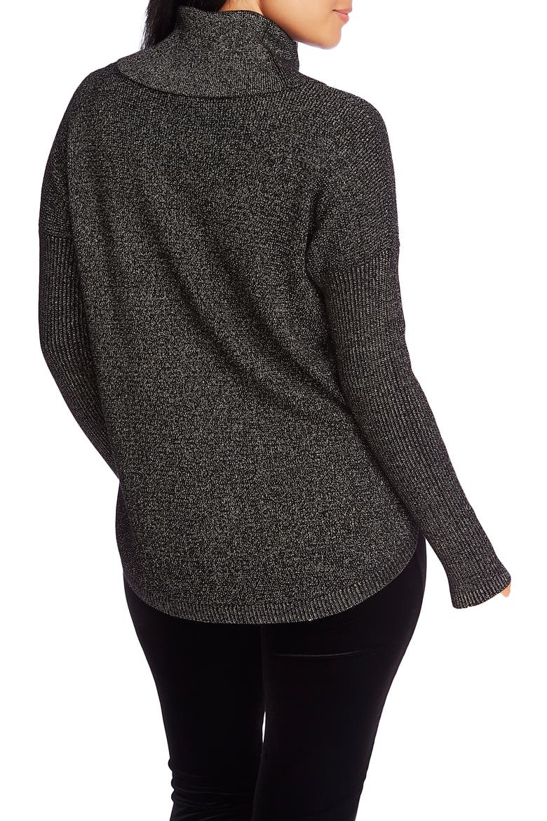 Cowl Neck Shirttail Hem Sweater, Alternate, color, RICH BLACK