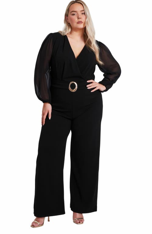QUIZ QUIZ PLUS SIZE CHIFFON WRAP BUCKLE JUMPSUIT