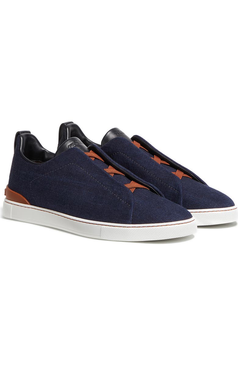 ZEGNA Triple Stitch Denim Slip-On Sneaker, Main, color,