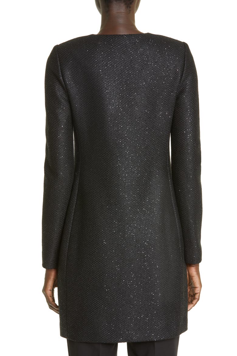 Sequin Knit Three Quarter Jacket, Alternate, color, BLACK