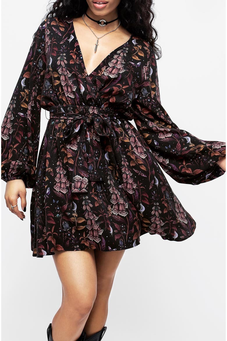 Foxglove Mini Wrap Dress, Alternate, color, Black