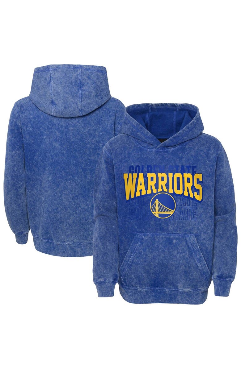 Outerstuff Youth Royal Golden State Warriors Mineral Wash Back-to-Back Pullover Hoodie, Main, color,