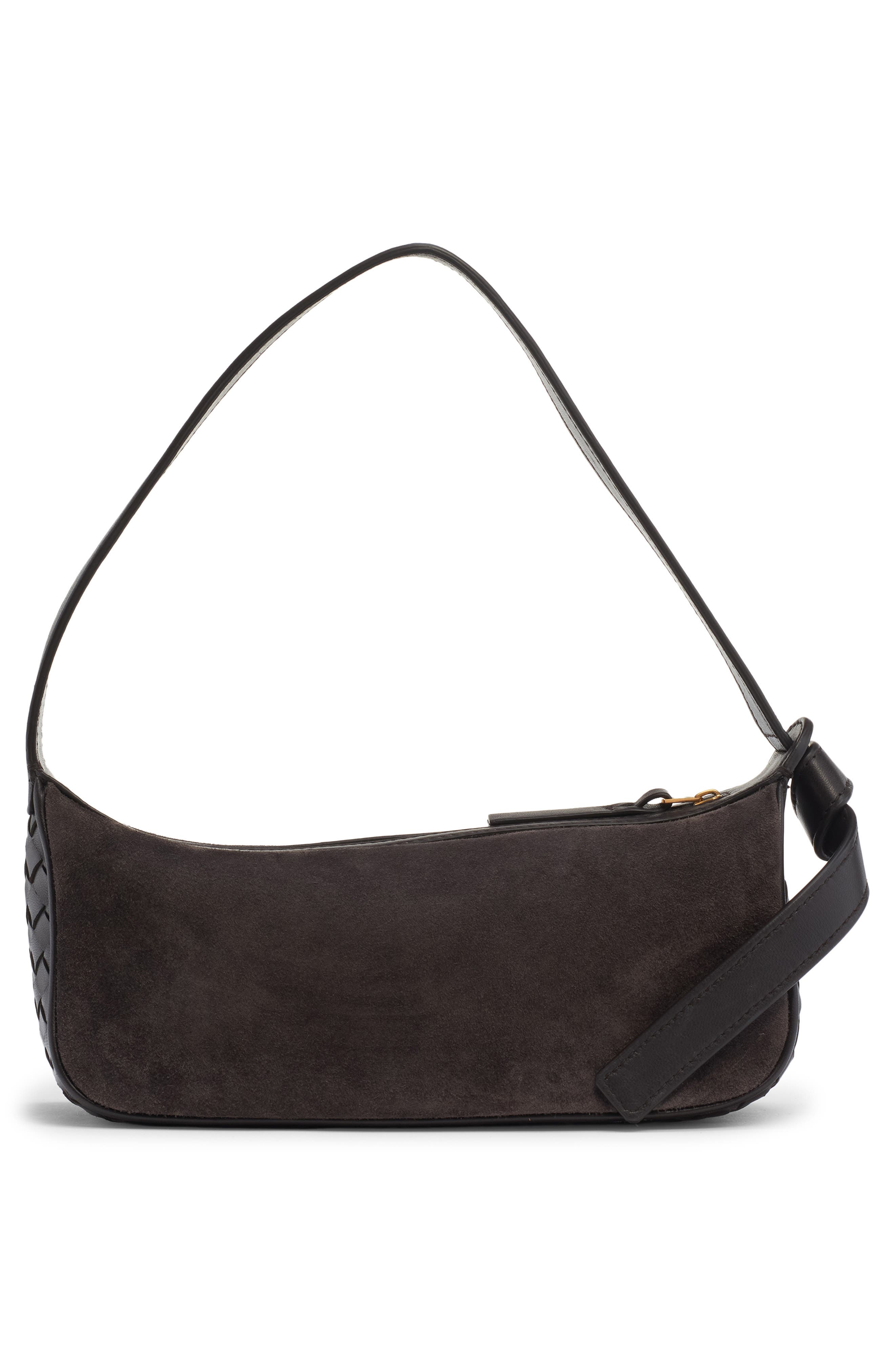 Bottega Veneta Mini Nodo Intrecciato Leather & Suede Shoulder Bag, Alternate, color, 2028 Espresso-Gold
