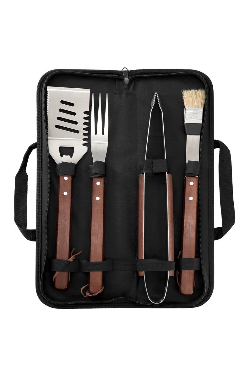 Gibson Home Barbecue Basics 5 Piece Stainless Steel BBQ Tool Set with Wood Handles, Main, color, Silver