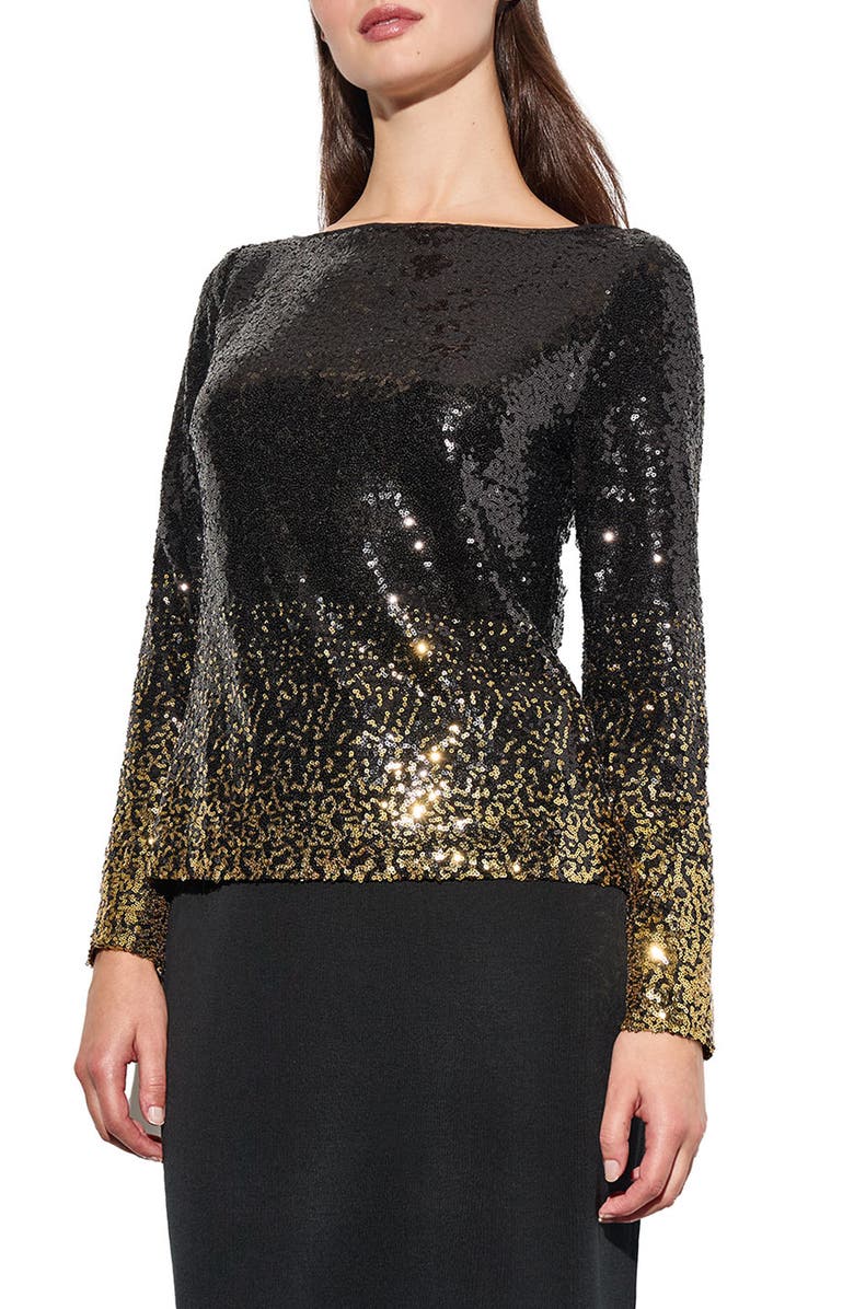 Ming Wang Ombré Sequin Top, Main, color,