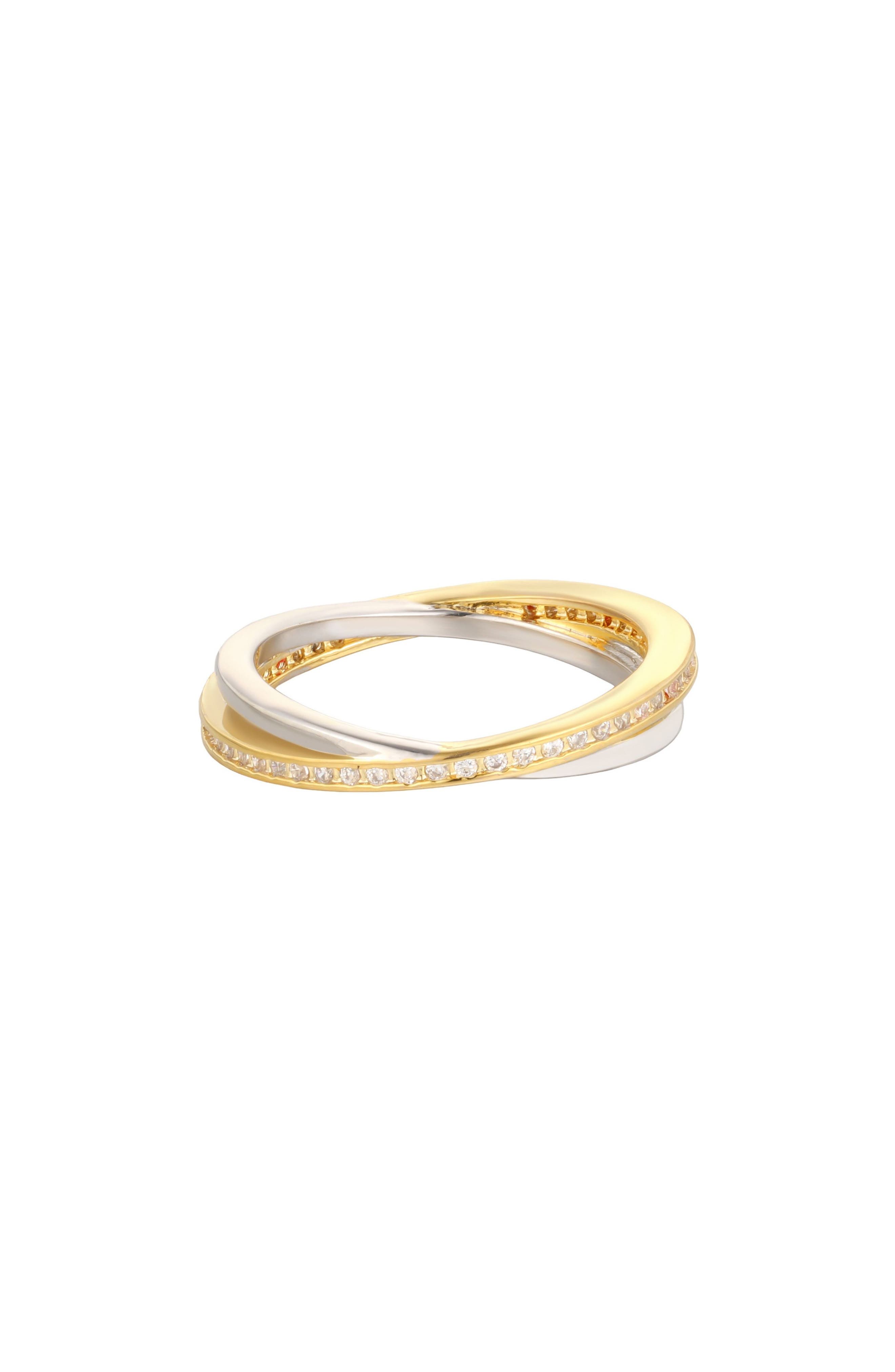 Mixed Plated Crystal Interlocking Ring