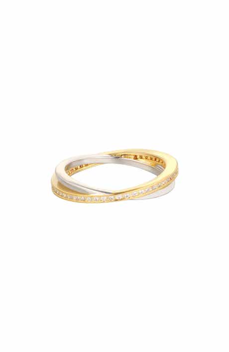 Mixed Plated Crystal Interlocking Ring