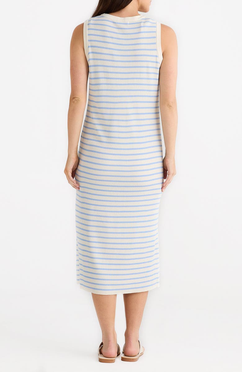 Brave+True Squad Stripe Sleeveless Rib Midi Dress, Alternate, color, Ecru/ Blue Stripe