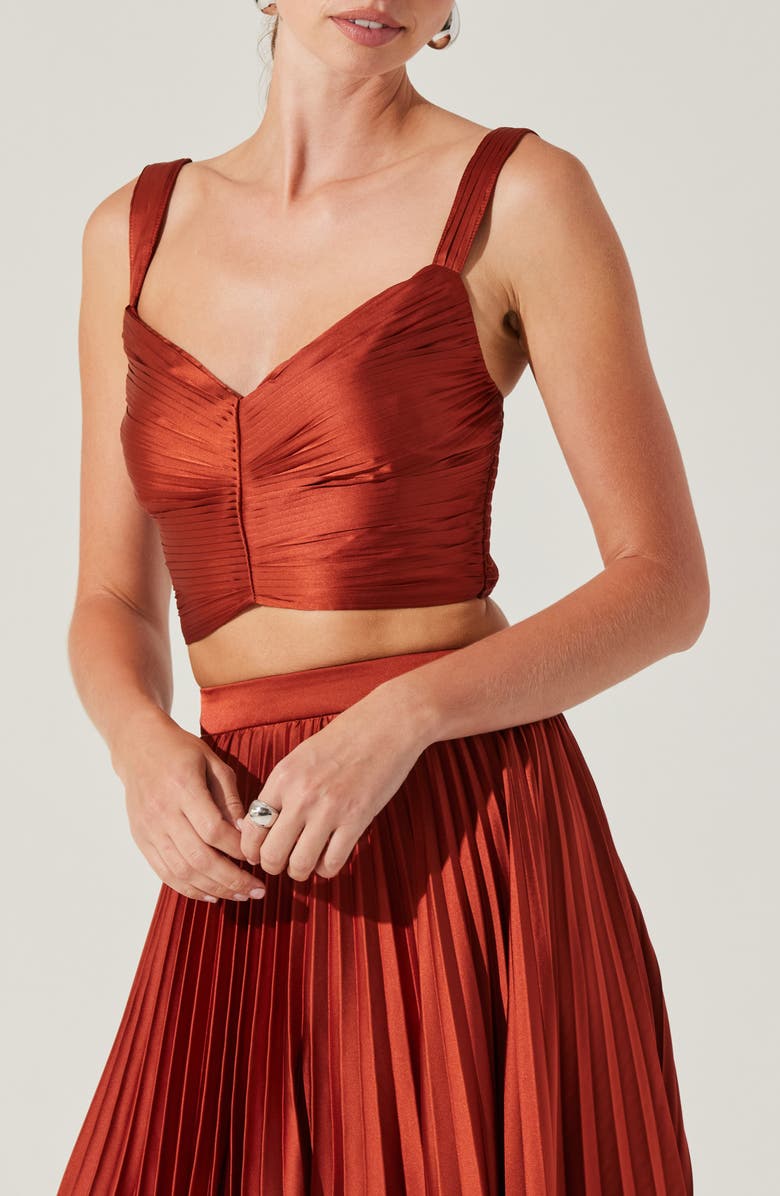 ASTR the Label Pleated Satin Crop Top, Alternate, color, 