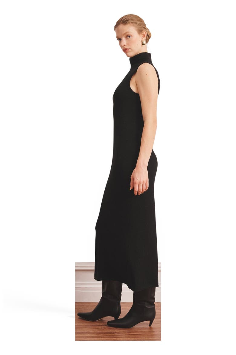 Super Fine Cashmere Sleeveless Turtleneck Dress, Main, color, Black