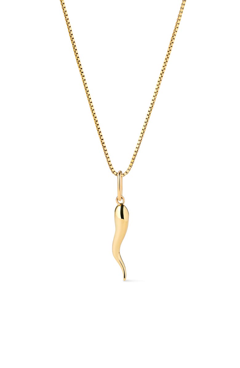 Ana Luisa Solid Yellow Gold - Italian Horn Charm Necklace, Main, color, 