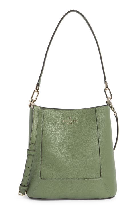 lena pebbled leather bucket bag