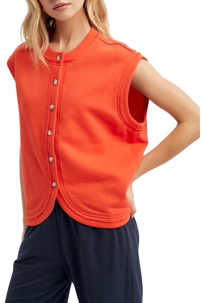Button-Up Knit Vest, Alternate, color, POPPY