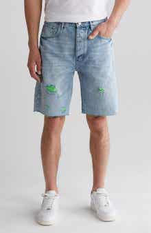 PURPLE BRAND Neon Stitch Denim Shorts