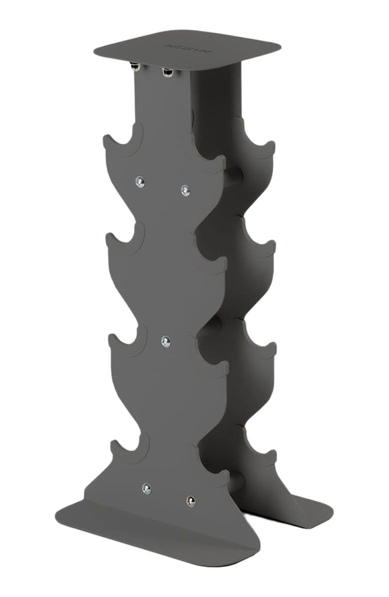 WeGym SafeGrip Dumbbells Medium Set with Light Rack - 5, 8, 10, 12 lbs, Alternate, color, Slate