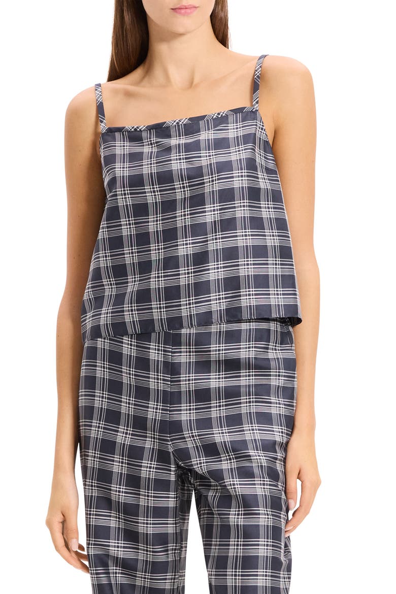 Plaid Silk Camisole, Main, color, NAVY MULTI