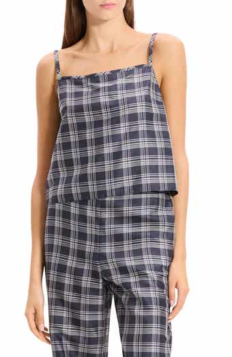 Theory Plaid Silk Camisole