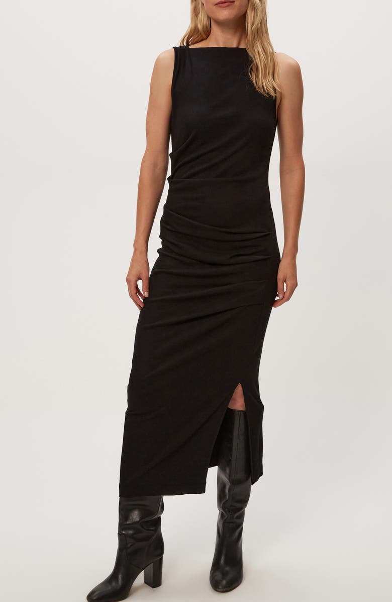Michael Stars Reign Ruched Sleeveless Maxi Dress, Alternate, color, Black