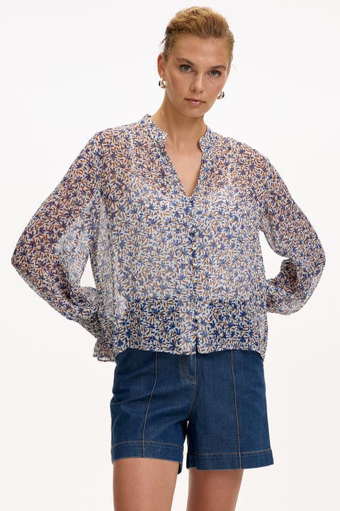 Kathleen V-neck Long Sleeve Blouse