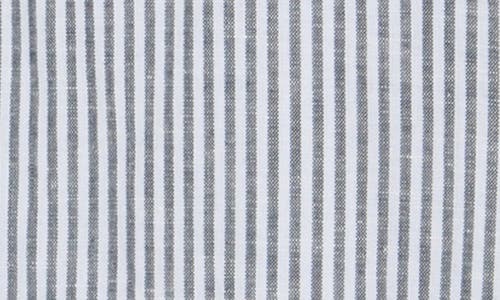 Vince Stripe Linen & Cotton Button-up Shirt In Gray