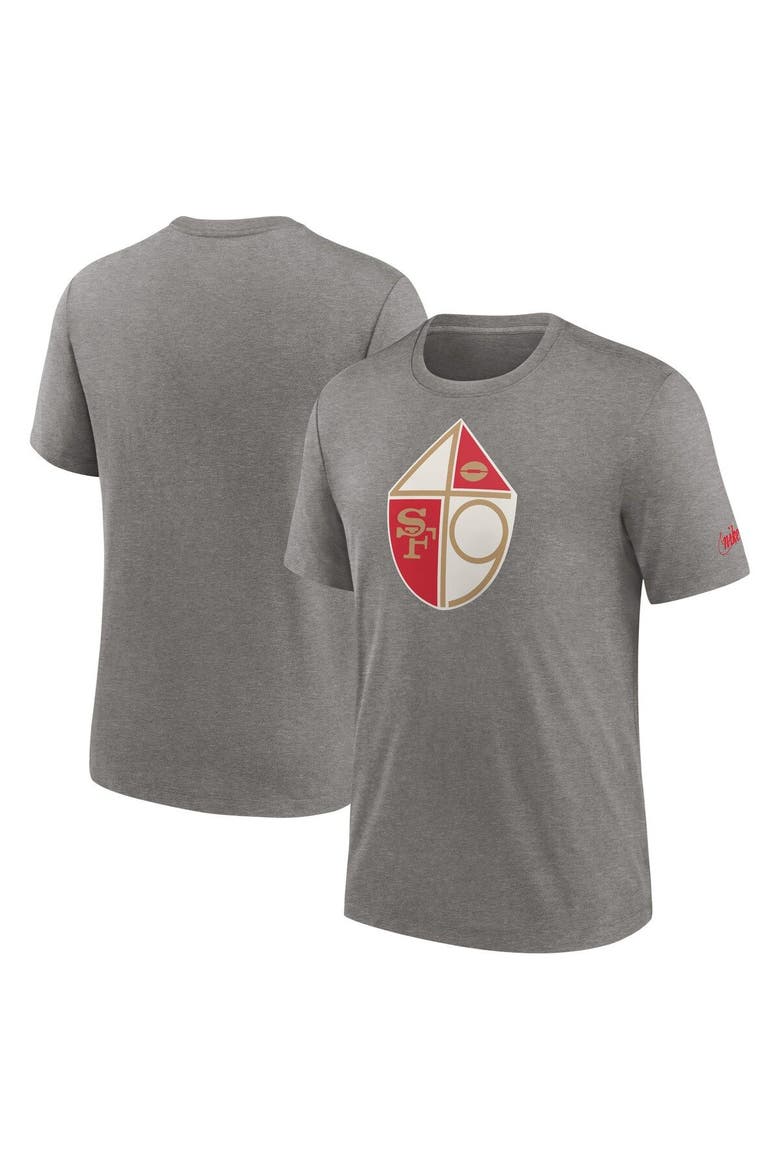 Men's Nike Heather Charcoal San Francisco 49ers Rewind Logo Tri-Blend T-Shirt, Main, color, Heather Charcoal