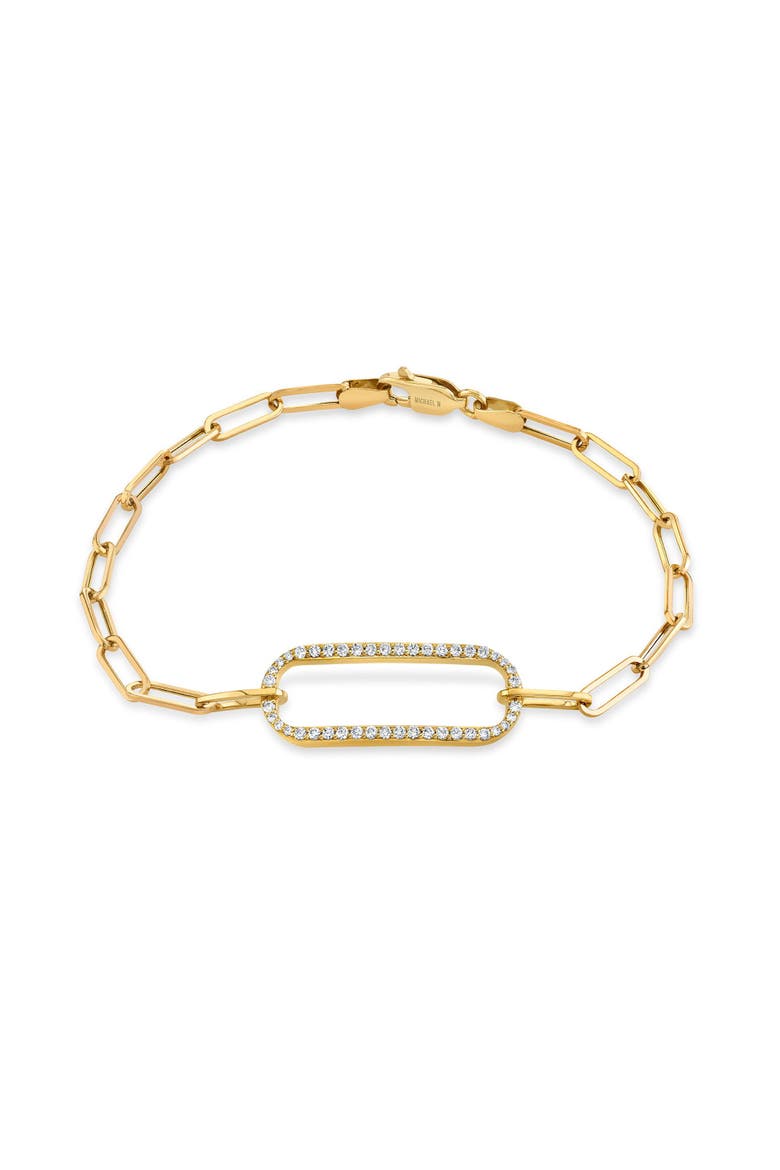 Pave Singleton Bracelet, Main, color, Yellow Gold