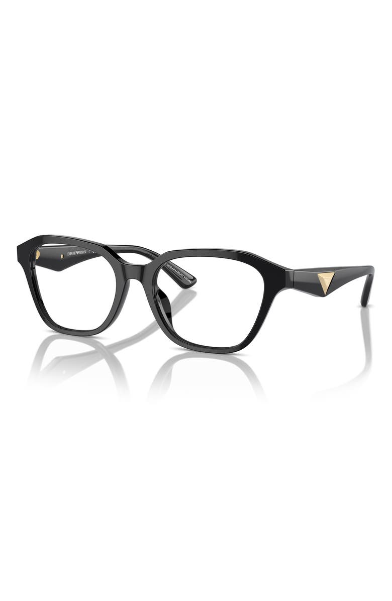 Emporio Armani 53mm Irregular Optical Glasses, Alternate, color, Shiny Black / Demo Lens