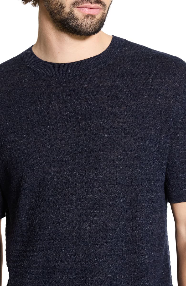 Theory Kolben Short Sleeve Linen & Cotton Blend Crewneck Sweater, Alternate, color, Baltic - Xhx