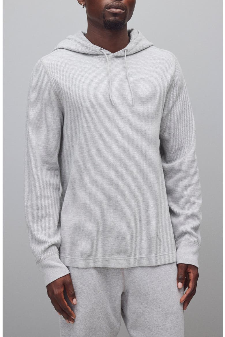 Lightweight Waffle Stitch Hoodie, Main, color, HEATHER GREY