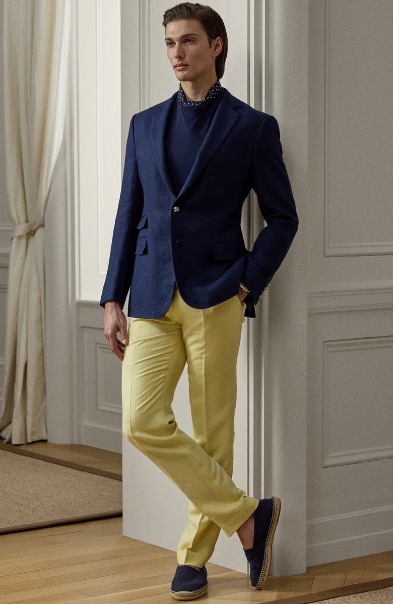 Ralph Lauren Purple Label Classic Single Breasted Linen Sport Coat, Alternate, color, Navy