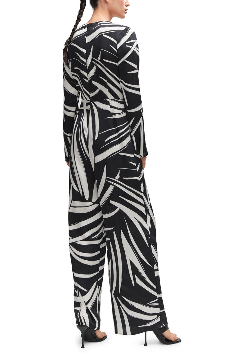 MANGO Abstract Print Long Sleeve Wrap Jumpsuit, Alternate, color, 