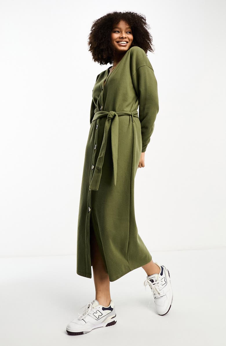 ASOS DESIGN Long Sleeve Button-Up Midi Sweater Dress, Alternate, color, 