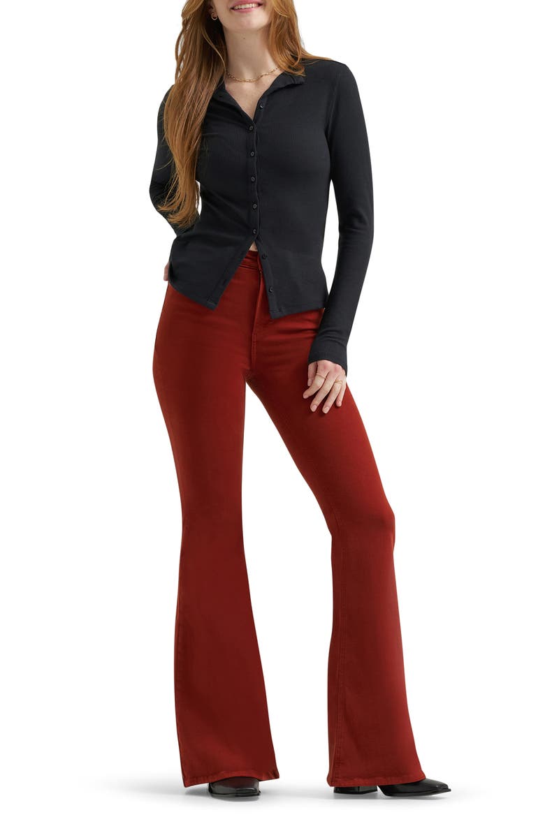 Ever Fit Mid Rise Flare Jeans, Alternate, color, RED CLAY