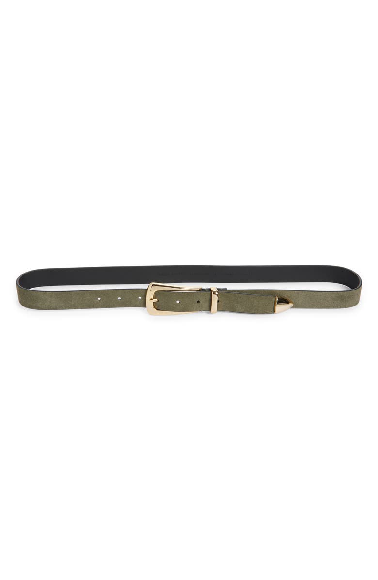 Favorite Daughter The Suede Statement Belt, Main, color, Smoketree / Polished Gold