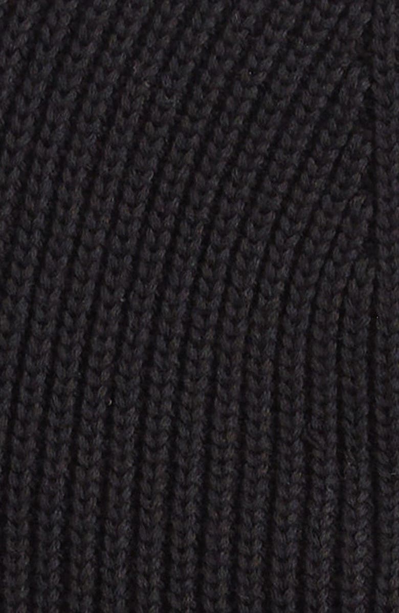 Moncler Logo Patch Cotton Rib Beanie, Alternate, color, Black