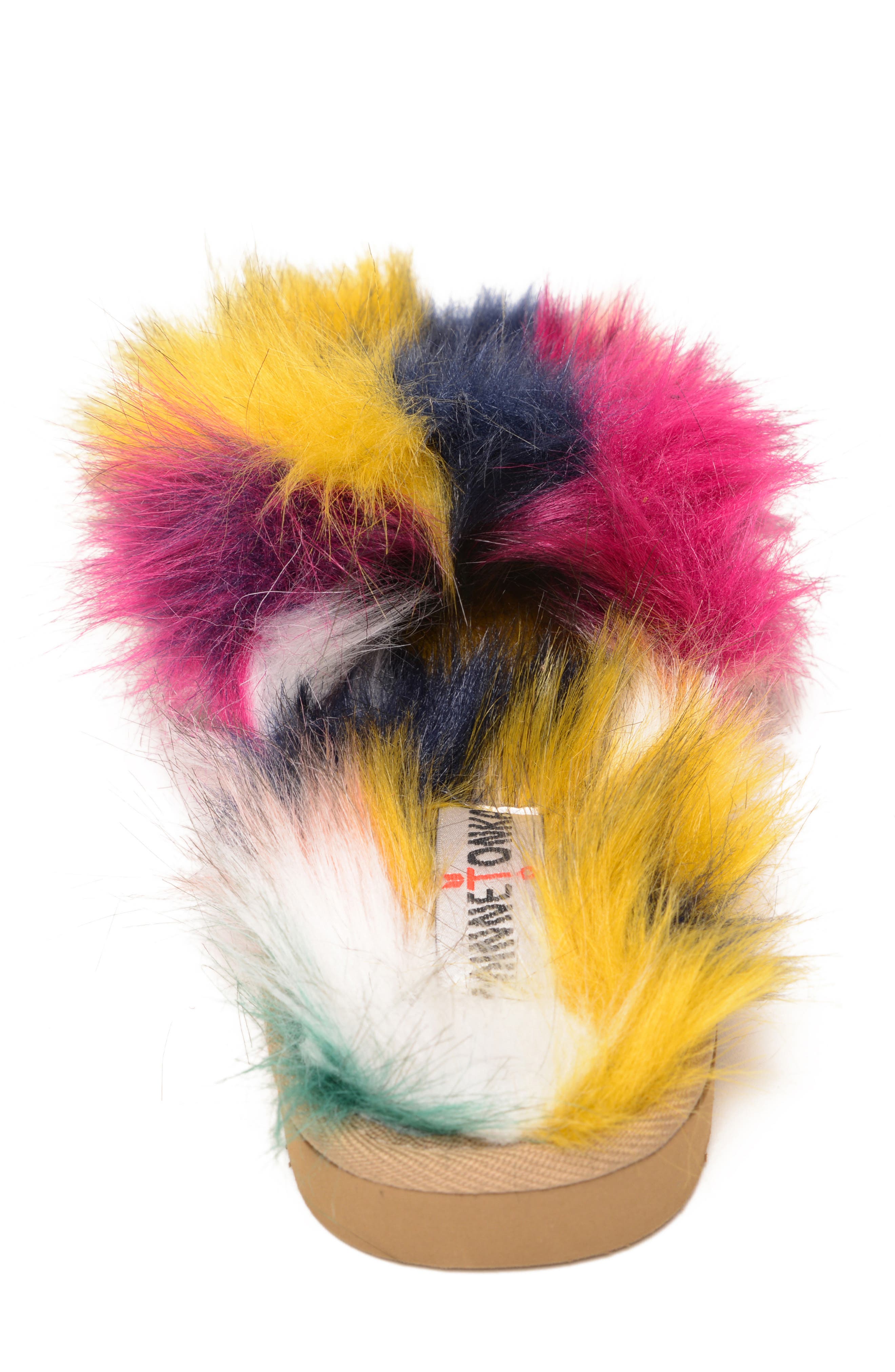 Minnetonka Lolo Faux Fur Slide Sandal, Alternate, color, 